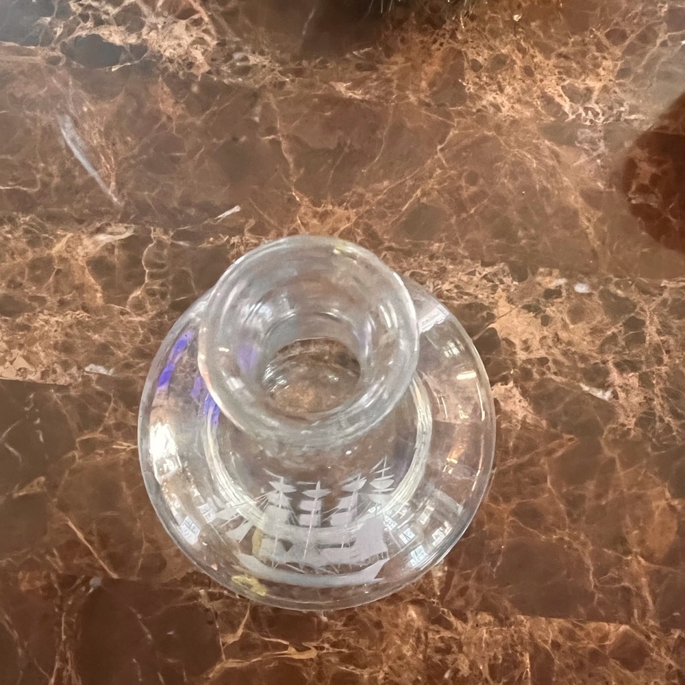 Crystal Clear Glass with Etched Ships Decanter for Brandy or Wine - Picture 2 of 8